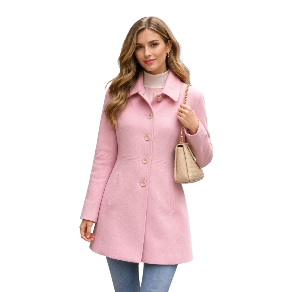 Vtg Wool Baby Pink Peacoat Liz Clairborne 1980's